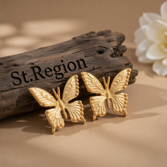18K Gold-Plated Butterfly Stud Earrings