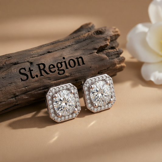 Crystal & Cubic Zirconia Halo Stud Earrings