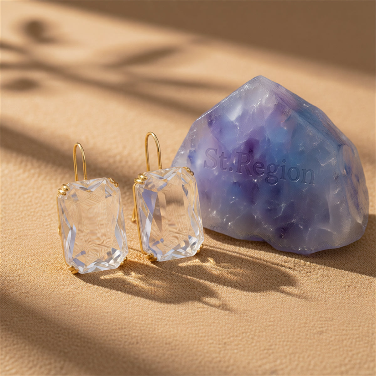 Clear Crystal & 18K Gold-Plated Radiant-Cut Drop Earrings