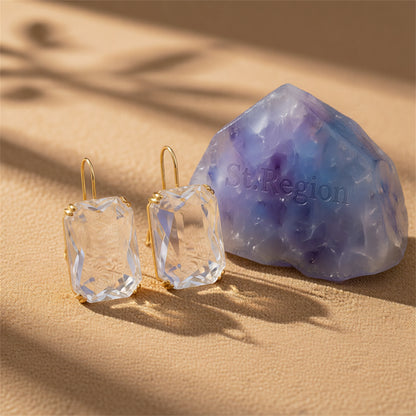 Clear Crystal & 18K Gold-Plated Radiant-Cut Drop Earrings