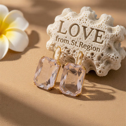 Clear Crystal & 18K Gold-Plated Radiant-Cut Drop Earrings