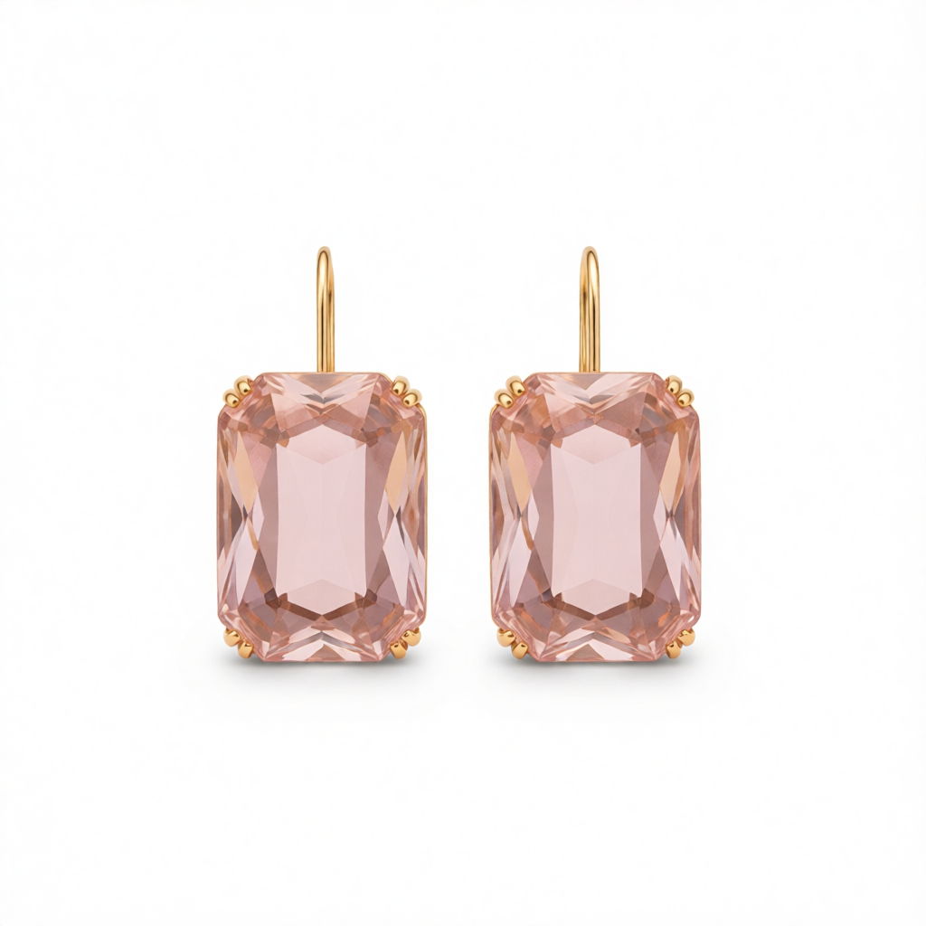 Clear Crystal & 18K Gold-Plated Radiant-Cut Drop Earrings