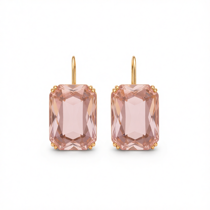 Clear Crystal & 18K Gold-Plated Radiant-Cut Drop Earrings