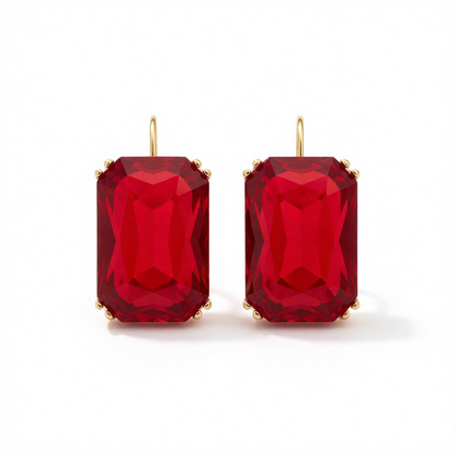 Red Crystal & 18K Gold-Plated Radiant-Cut Drop Earrings