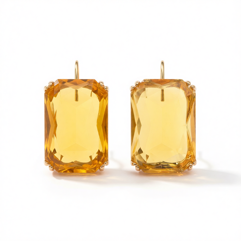Yellow Crystal & 18K Gold-Plated Radiant-Cut Drop Earrings