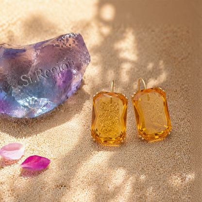 Yellow Crystal & 18K Gold-Plated Radiant-Cut Drop Earrings