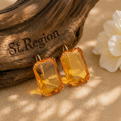 Yellow Crystal & 18K Gold-Plated Radiant-Cut Drop Earrings