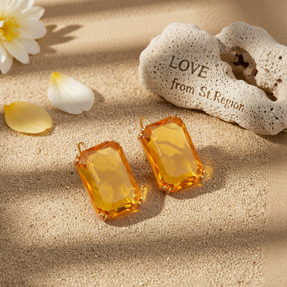 Yellow Crystal & 18K Gold-Plated Radiant-Cut Drop Earrings
