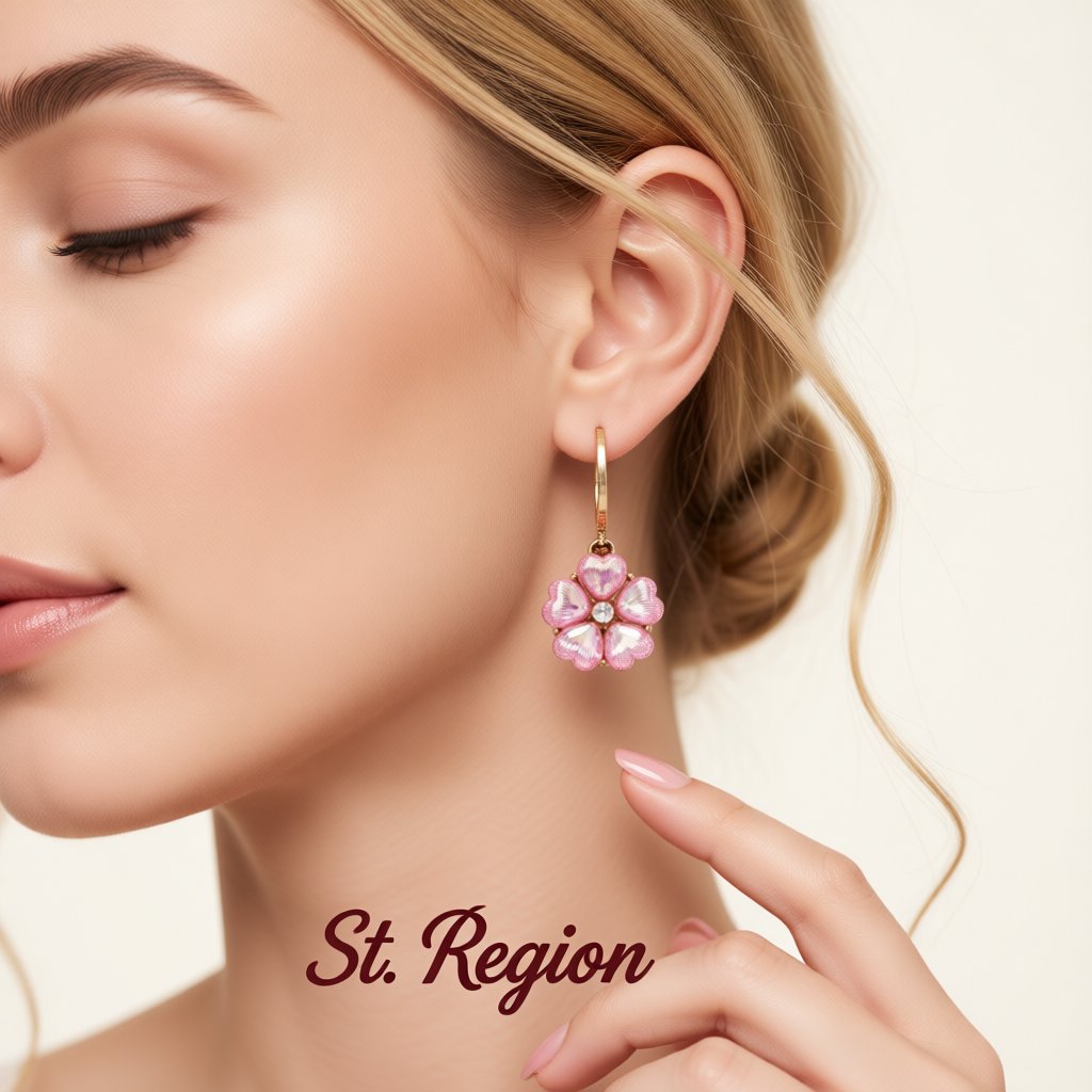 Rose Crystal and Cubic Zirconia Floral Drop Earrings, huggie earrings, elegant gift for her, styled look