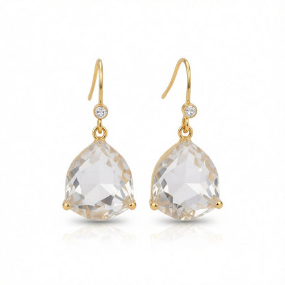 Crystal and Cubic Zirconia Trillion-Cut Drop Earrings, drop earrings for women, botanical inspired, side view