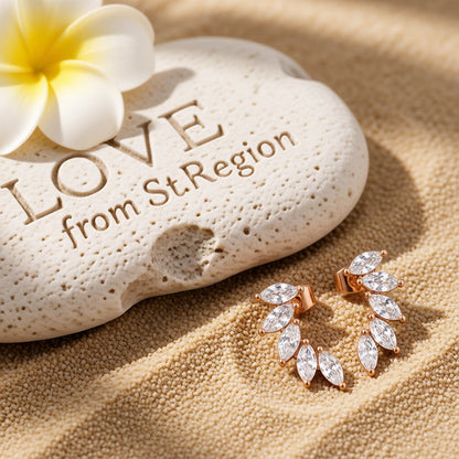 Crystal and 18K Rose Gold-Plated Angel's Wing Ear Climbers, rose gold stud earrings for women, lifestyle look
