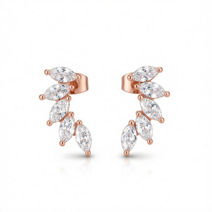 Crystal and 18K Rose Gold-Plated Angel's Wing Ear Climbers, rose gold stud earrings for women, side view