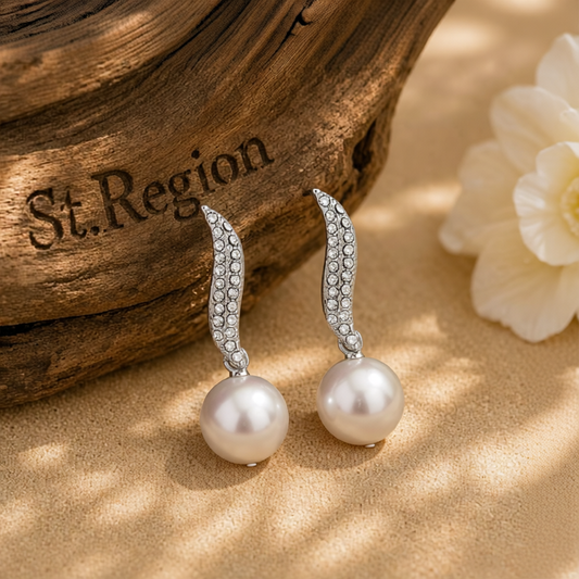 Cubic Zirconia & Silver-Plated Leaf & Ball Drop Earrings