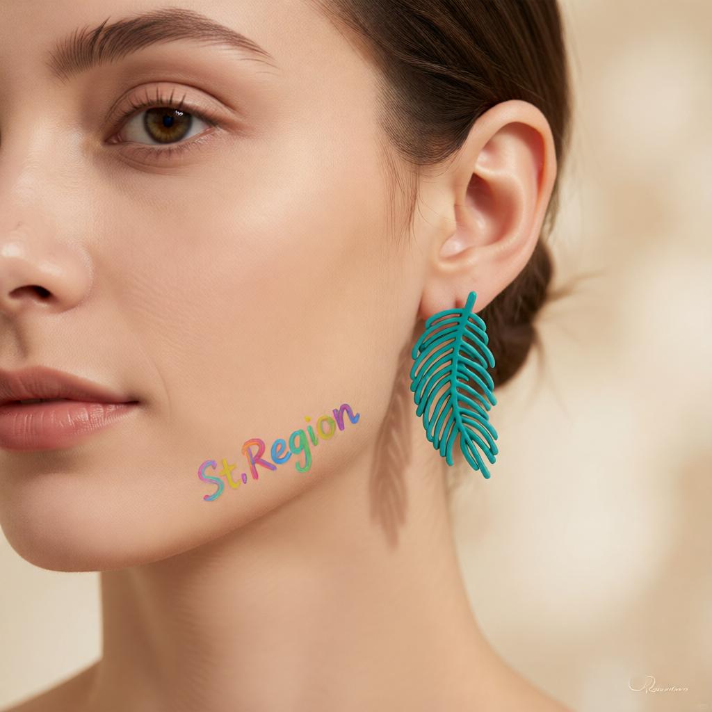 Green Enamel and Silver-Plated Leaf and Flower Mismatched Stud Earrings, cubic zirconia stud earrings for women, styled look