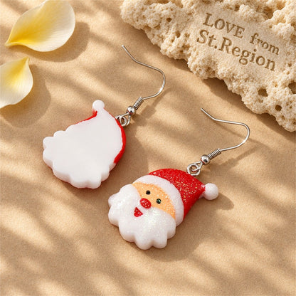 Red Acrylic and Silver-Plated Glitter Santa Drop Earrings, silver drop earrings for women, lifestyle look