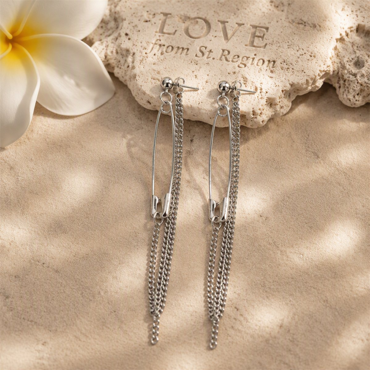 Silver-Plated Pin Tassel Drop Earrings, dainty minimalist design, lifestyle look
