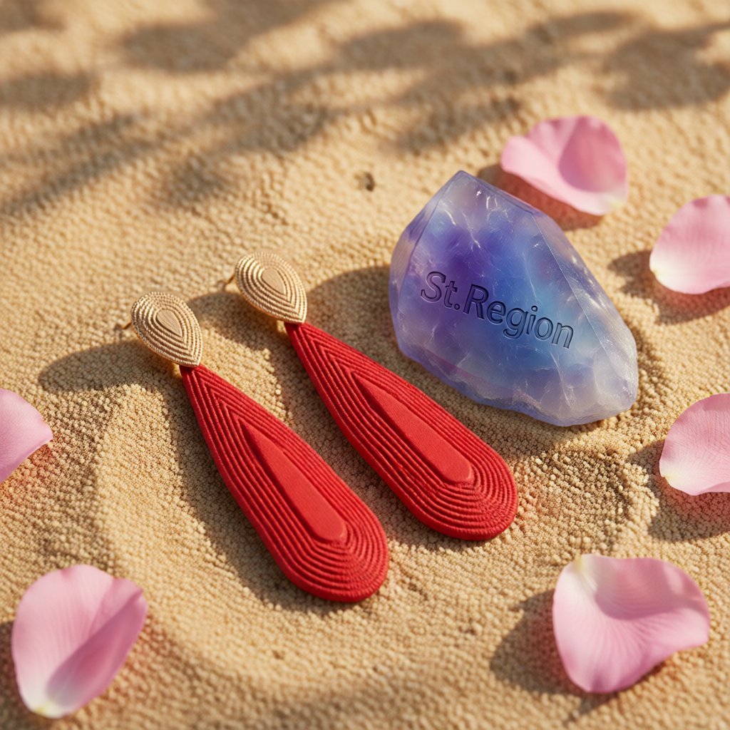 Red Enamel and 18K Gold-Plated Drop Earrings, gold drop earrings for women, vintage-inspired design, detail close-up