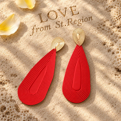 Red Enamel and 18K Gold-Plated Drop Earrings, gold drop earrings for women, vintage-inspired design, lifestyle look