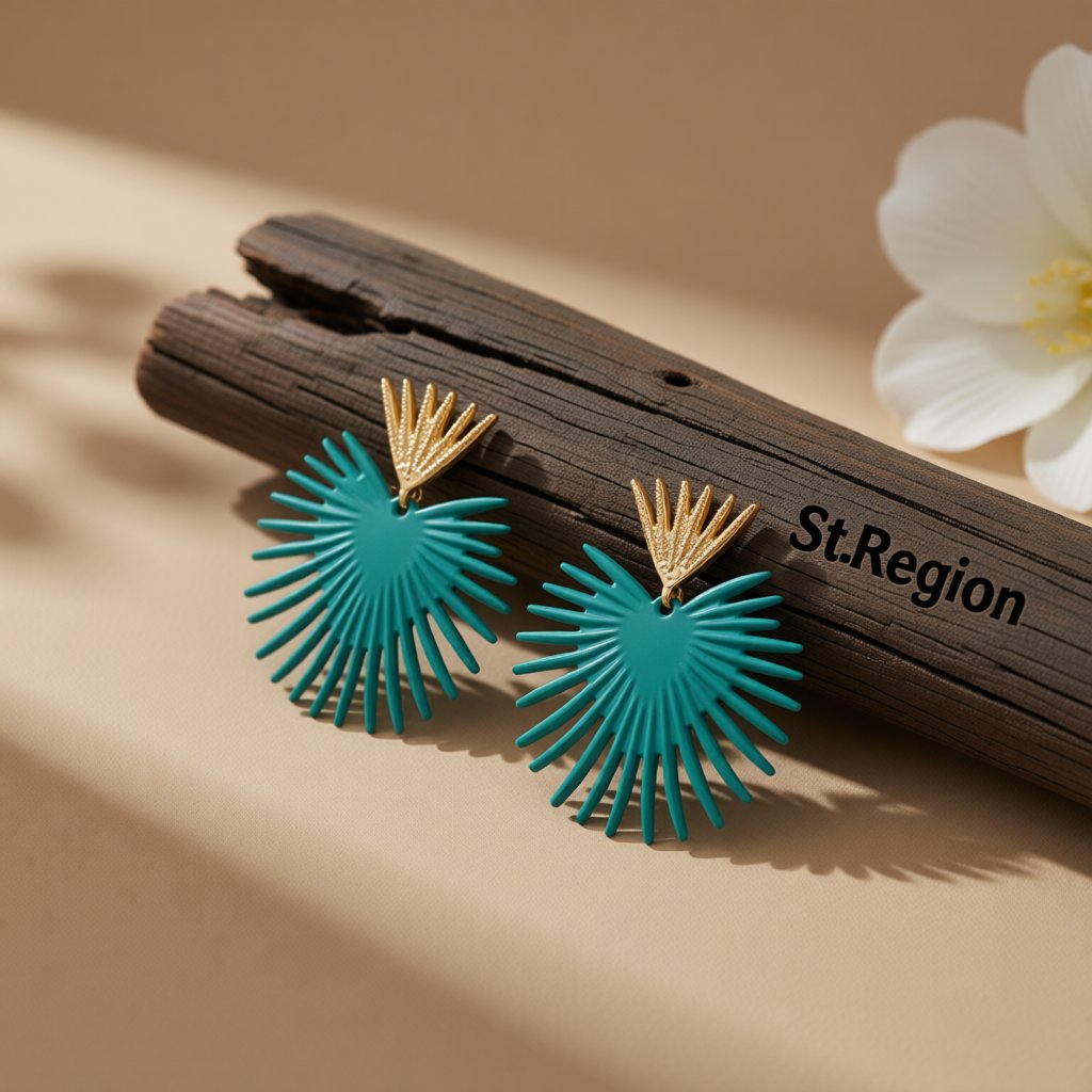 Blue Enamel and 18K Gold-Plated Heart Drop Earrings, gold drop earrings for women, dainty minimalist design, front view