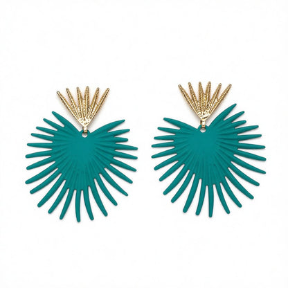 Blue Enamel and 18K Gold-Plated Heart Drop Earrings, gold drop earrings for women, dainty minimalist design, side view