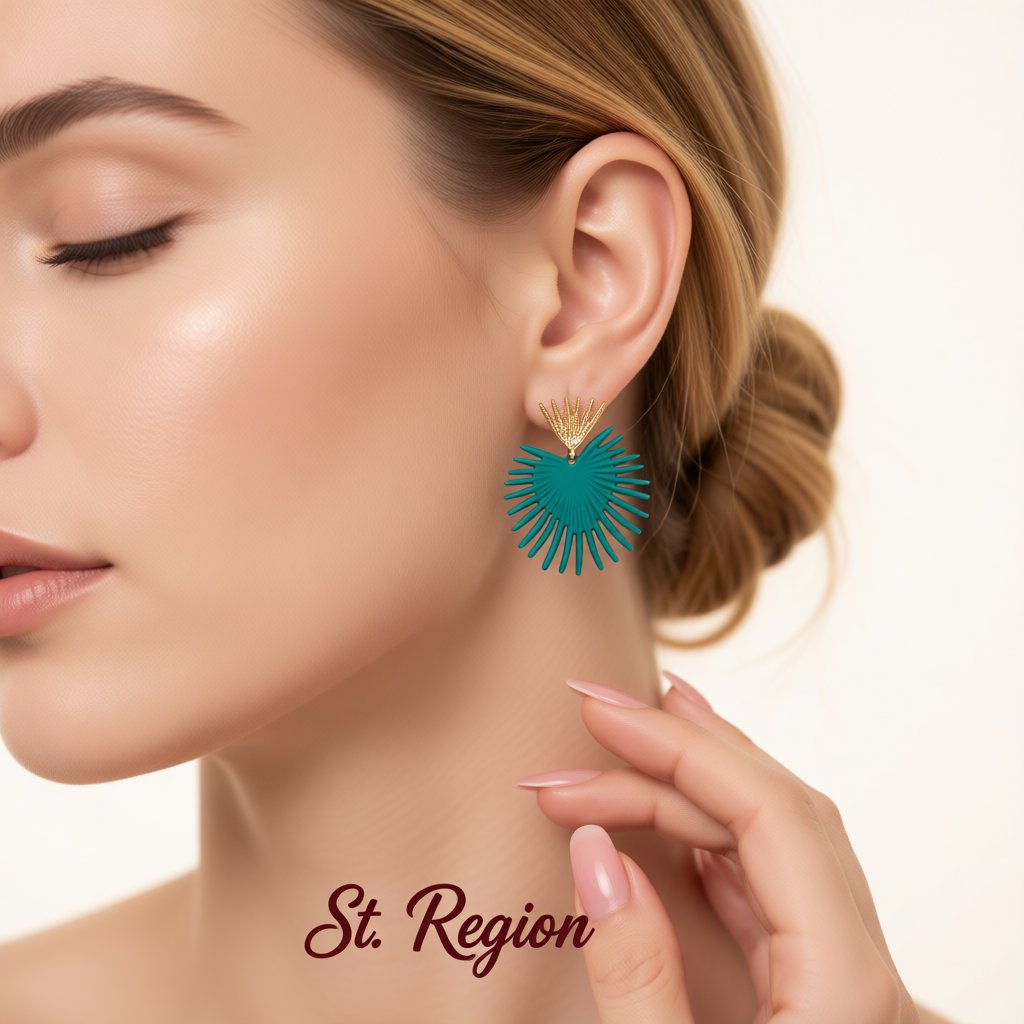 Blue Enamel and 18K Gold-Plated Heart Drop Earrings, gold drop earrings for women, dainty minimalist design, styled look