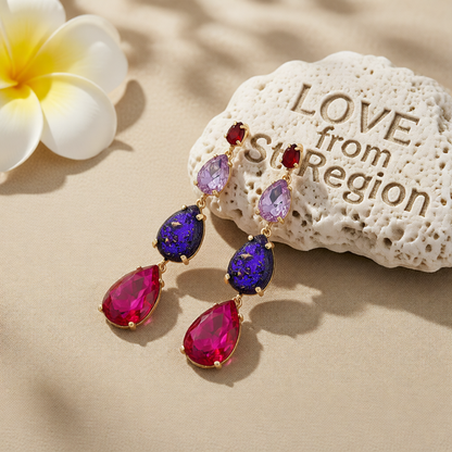Purple Crystal & Resin 18K Gold-Plated Tiered Drop Earrings