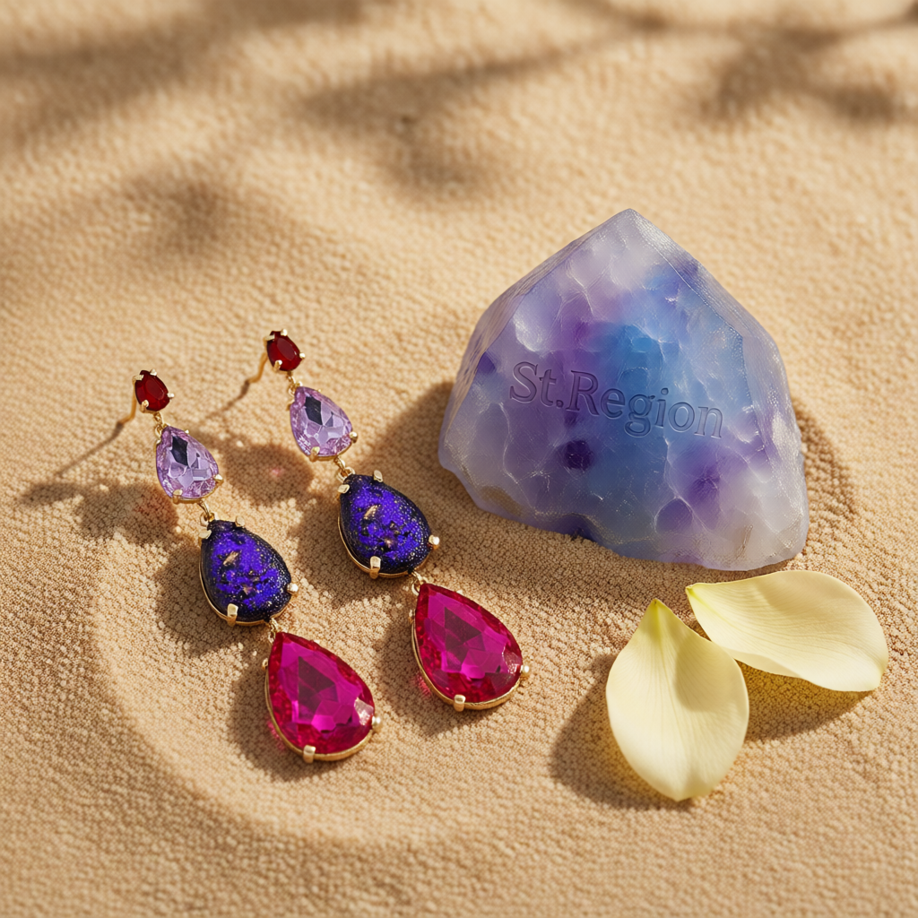 Purple Crystal & Resin 18K Gold-Plated Tiered Drop Earrings