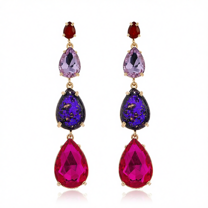 Purple Crystal & Resin 18K Gold-Plated Tiered Drop Earrings