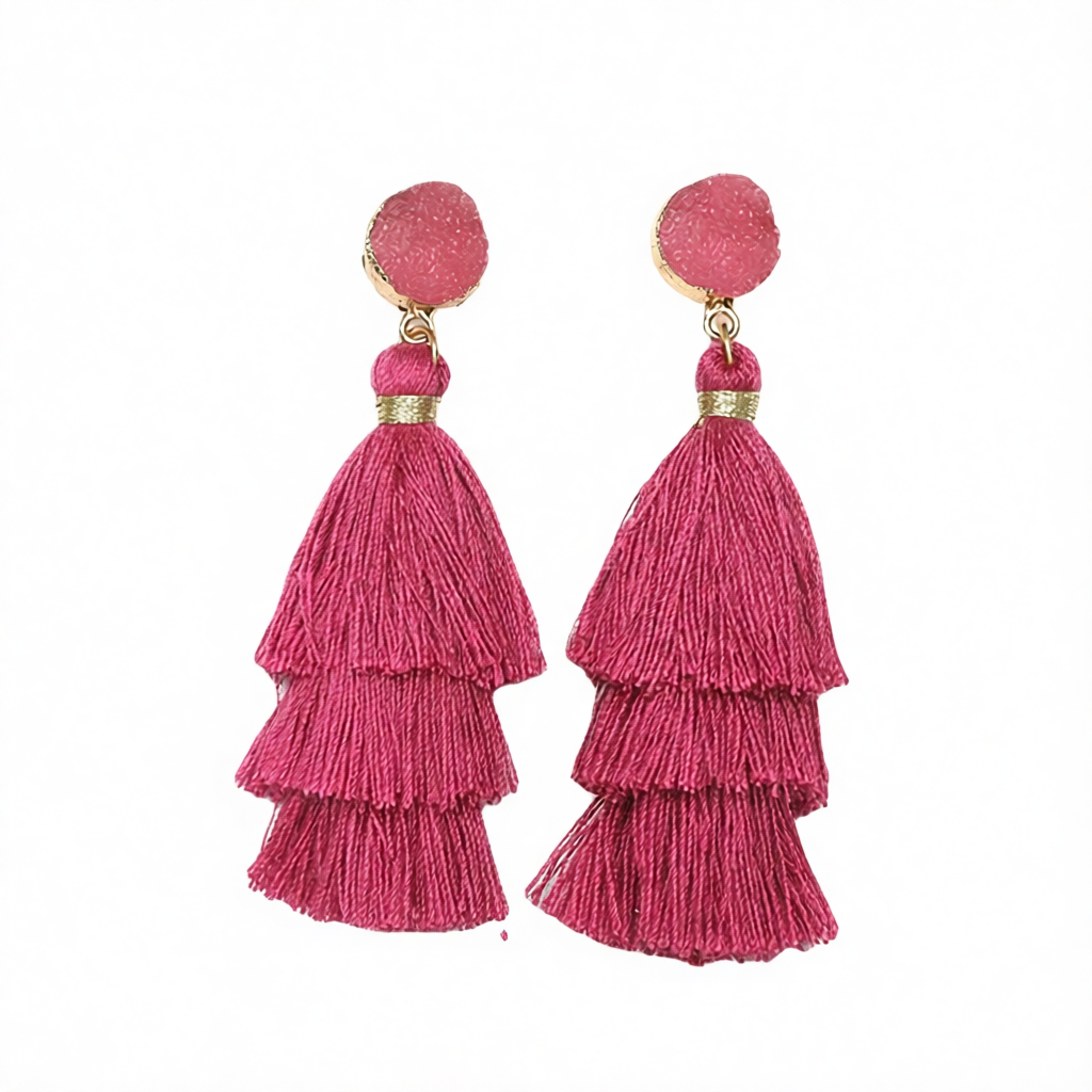 Rose Polyster & Resin 18K Gold-Plated Tassel Drop Earrings