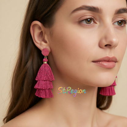Rose Polyster & Resin 18K Gold-Plated Tassel Drop Earrings