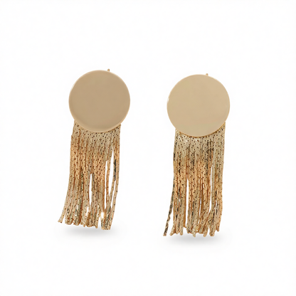 18K Gold-Plated Round Tassel Drop Earrings