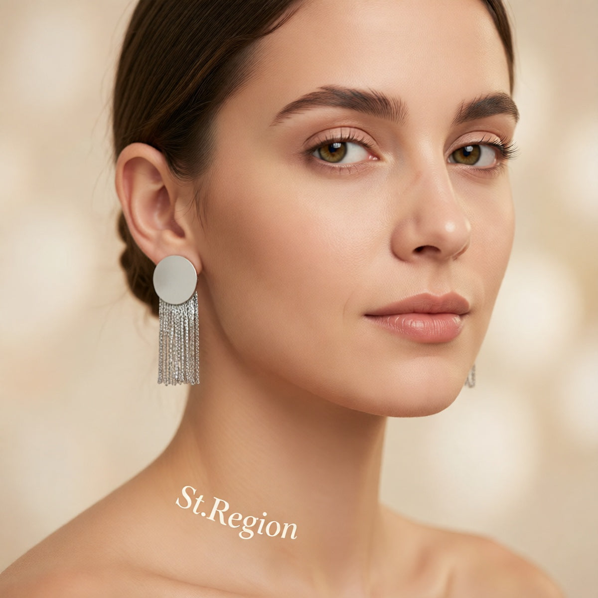 Silver-Plated Round Tassel Drop Earrings