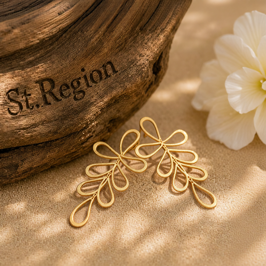 18K Gold-Plated Open Leaves Drop Earrings