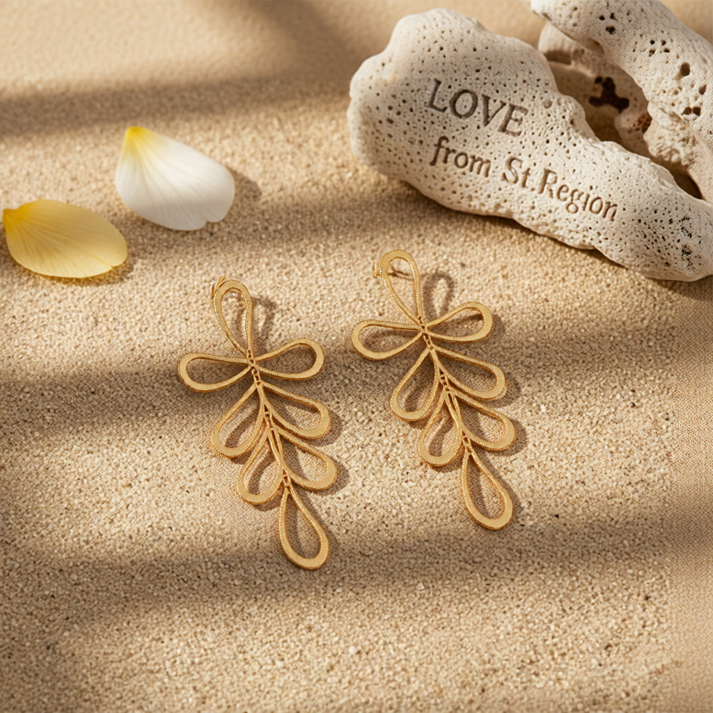 18K Gold-Plated Open Leaves Drop Earrings