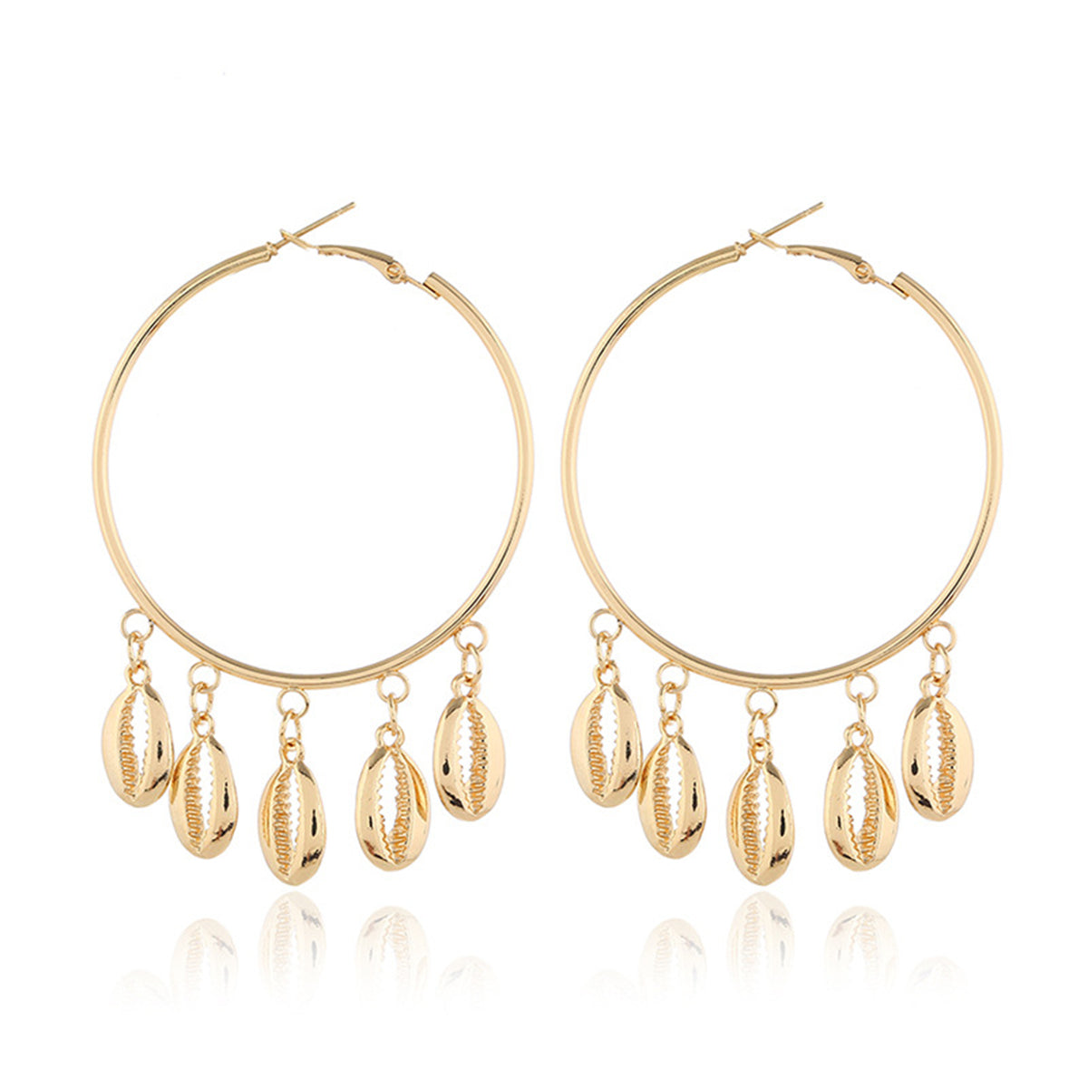 18K Gold-Plated Shell Tassel Hoop Earrings