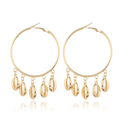 18K Gold-Plated Shell Tassel Hoop Earrings