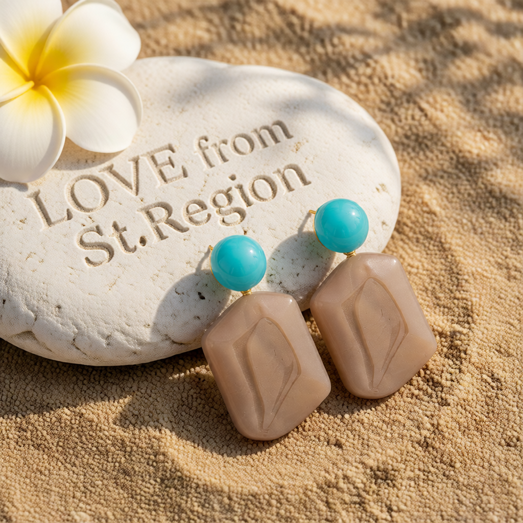 Coffee Resin & 18K Gold-Plated Rectangle Drop Earrings