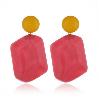 Rose Resin & 18K Gold-Plated Rectangle Drop Earrings