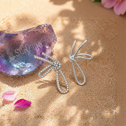 Cubic Zirconia & Silver-Plated Knot Stud Earrings