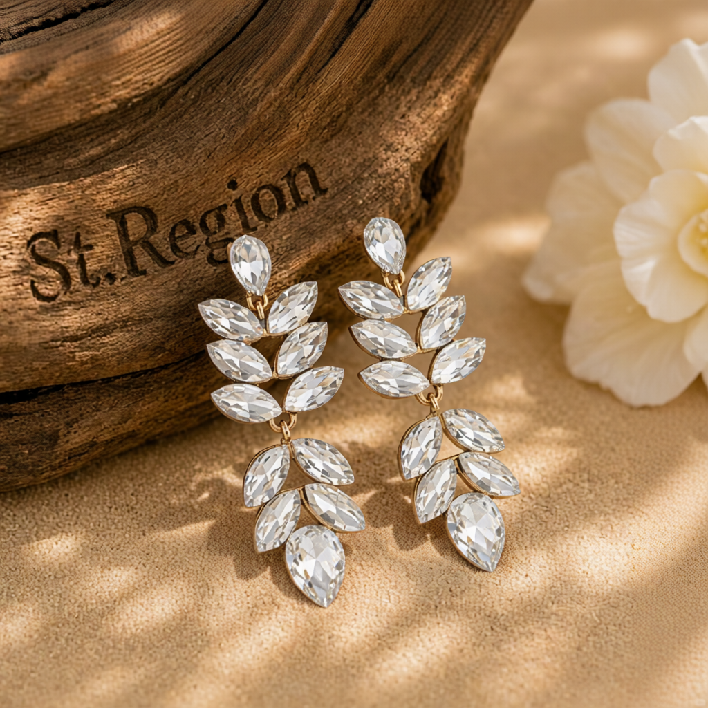 Crystal & 18K Gold-Plated Vine Drop Earrings