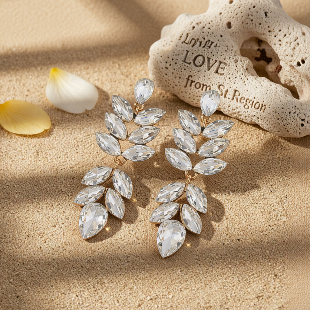 Crystal & 18K Gold-Plated Vine Drop Earrings