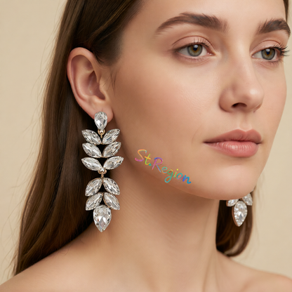 Crystal & 18K Gold-Plated Vine Drop Earrings