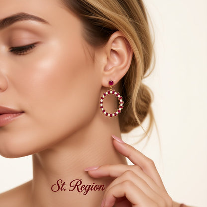 Rose Crystal and Cubic Zirconia Hoop Drop Earrings, drop earrings for women, everyday style, styled look