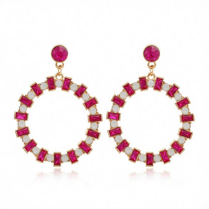 Rose Crystal and Cubic Zirconia Hoop Drop Earrings, drop earrings for women, everyday style, side view