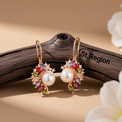 Cultured Pearl and Cubic Zirconia Butterfly-Wing Drop Earrings, drop earrings for women, front view