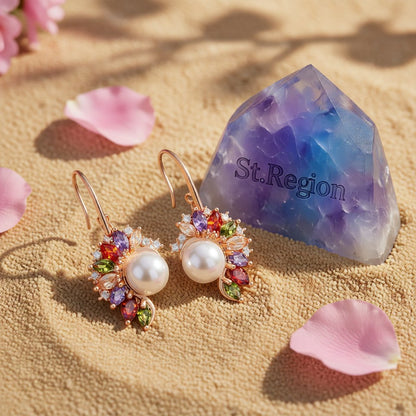 Cultured Pearl and Cubic Zirconia Butterfly-Wing Drop Earrings, drop earrings for women, detail close-up