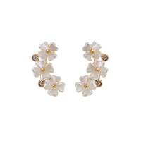 White Acrylic & Cubic Zirconia 18k Gold-Plated Floral Stud Earrings