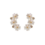 White Acrylic & Cubic Zirconia 18k Gold-Plated Floral Stud Earrings