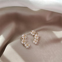 White Acrylic & Cubic Zirconia 18k Gold-Plated Floral Stud Earrings