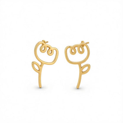 18K Gold-Plated Openwork Flower Stud Earrings